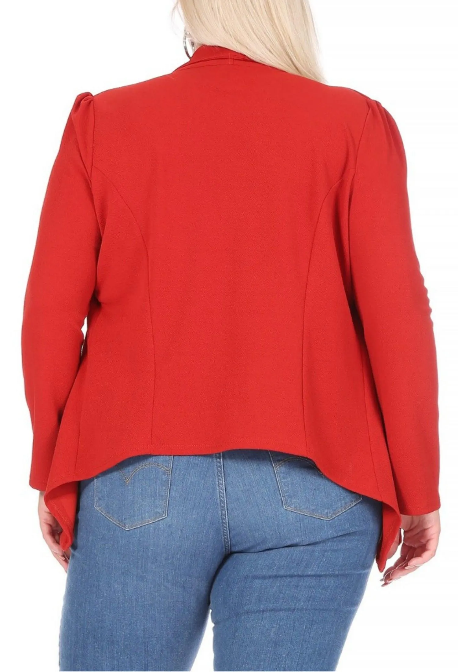 Women's Plus Size Solid Casual Fitted Open Blazer Office Jacket