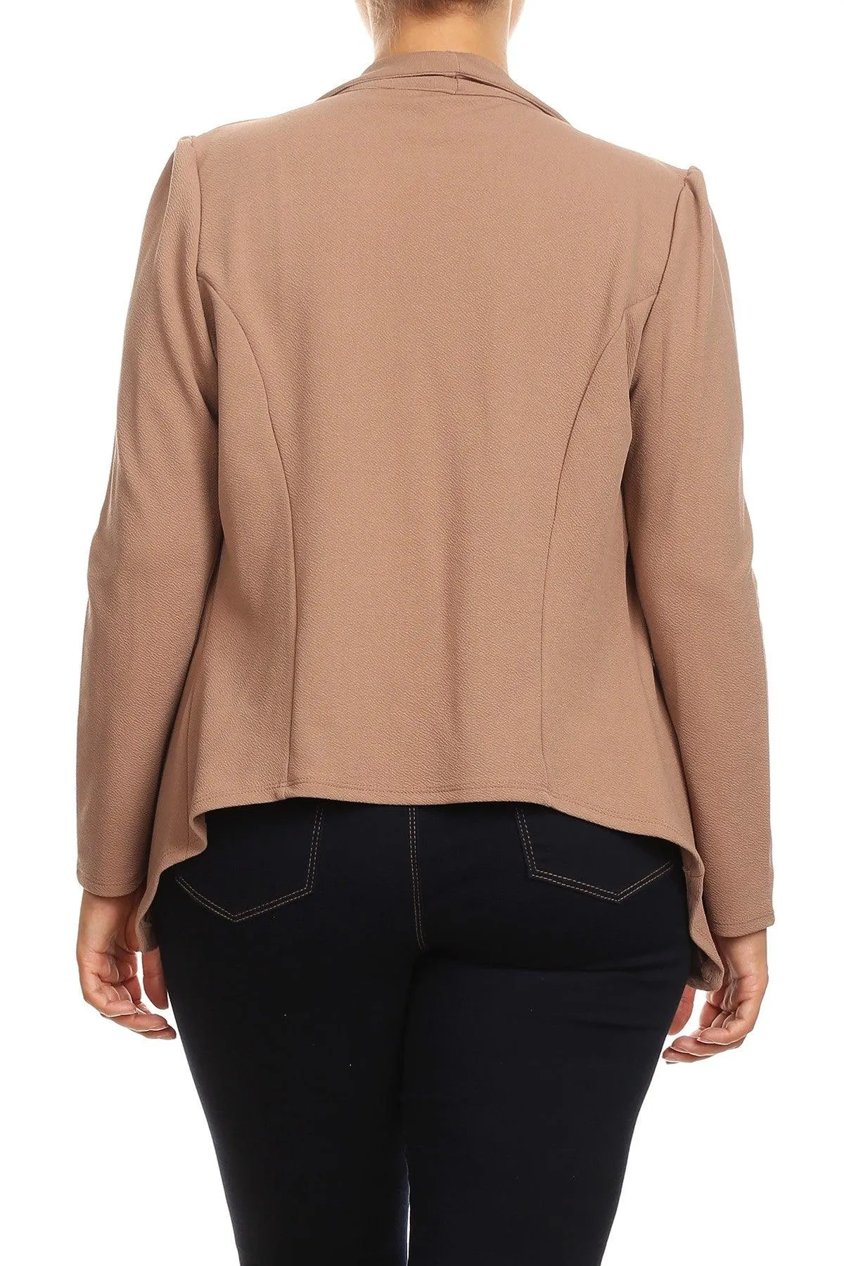 Women's Plus Size Solid Casual Fitted Open Blazer Office Jacket