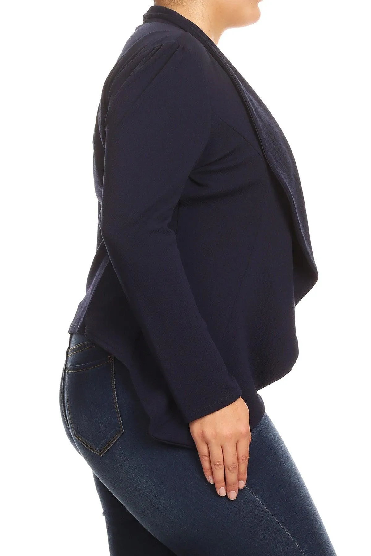 Women's Plus Size Solid Casual Fitted Open Blazer Office Jacket