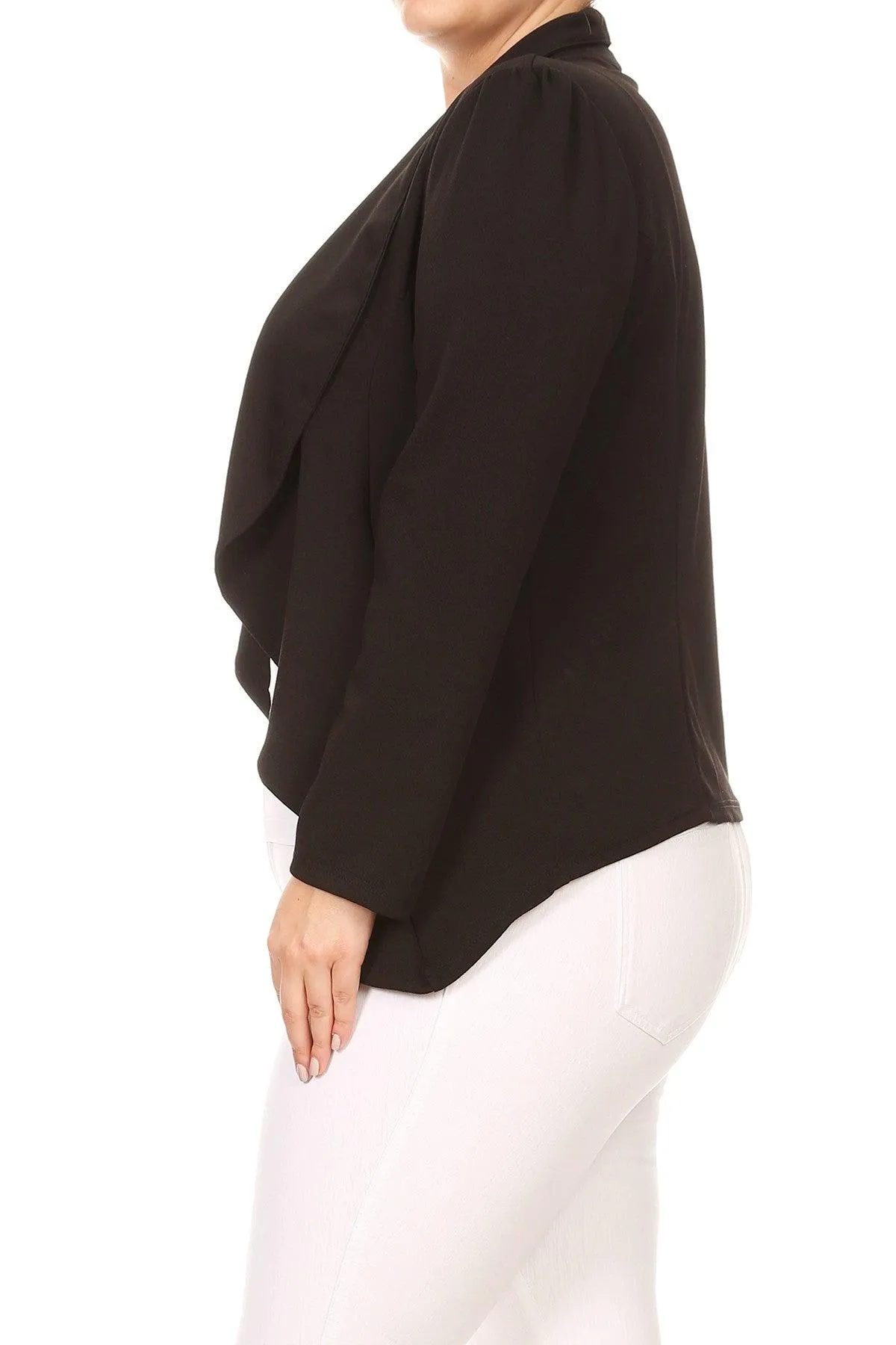 Women's Plus Size Solid Casual Fitted Open Blazer Office Jacket