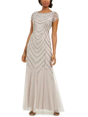 Women's Sequined Maxi Evening Dress,Grey