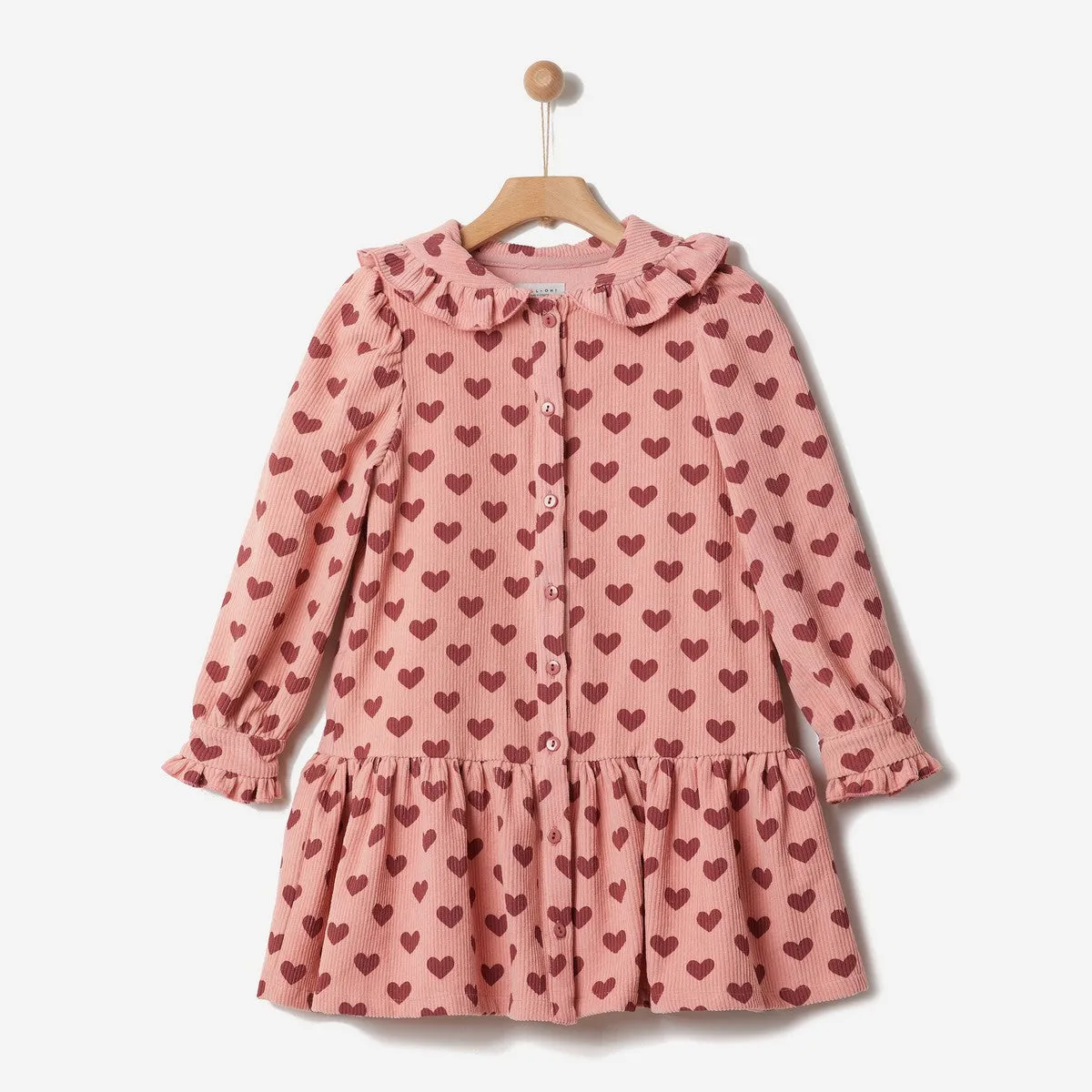 YELL-OH BLOSSOM CORDUROY SHIRT DRESS