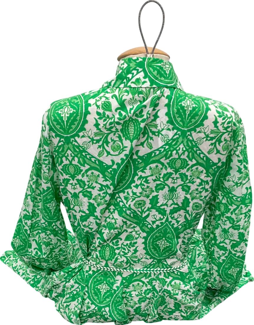 ZARA Green Print Mini Floral Paisley Shirt Dress UK L